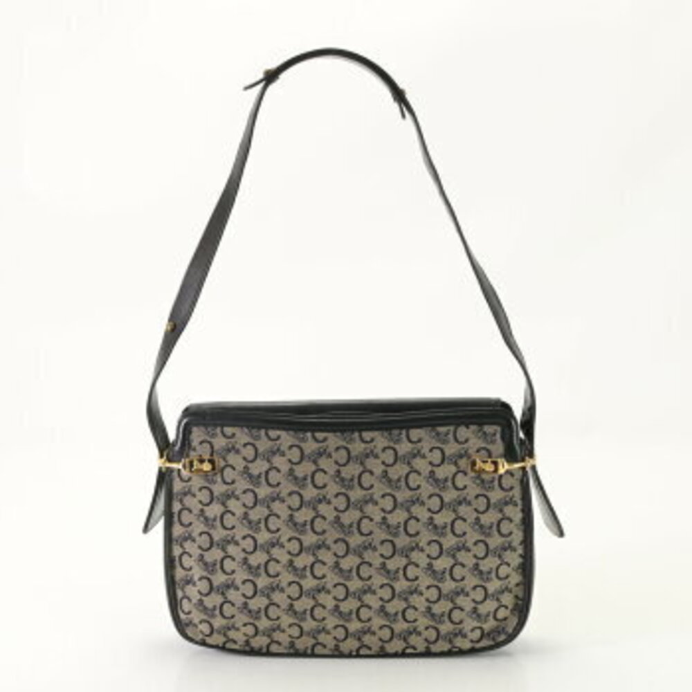 Celine Sulky Leather Canvas Shoulder Bag Tote Handbag